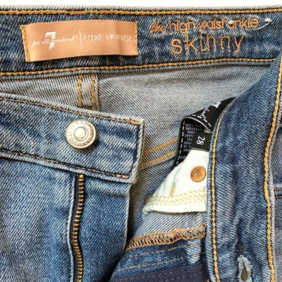 7 For All Mankind 7FAM High Waist Ankle Skinny Jeans Luxe Vintage Size 28 - Picture 12 of 14